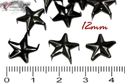 Ćwieki gwiazdki 12mm czarne 10szt. gwiazda gwiazdy