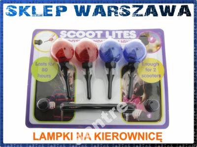 Scoot lampki na kierownicę - CZERWONO NIEBIESKIE