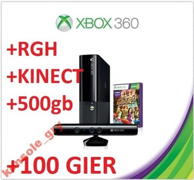 XBOX 360 SLIM E 500GB +KINECT +RGH + 120 Gier !!