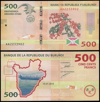 BURUNDI - 500 francs 2015 franków - P-50 - UNC
