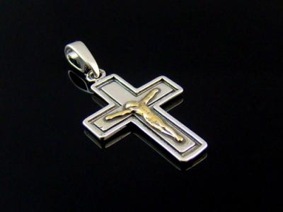 Krzyż krzyżyk prosty złocony srebro oksydowane 925