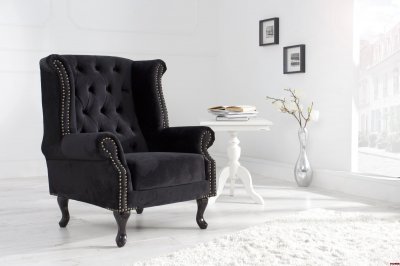 Fotel glamour Opulent czarny 105cm (Z35222) - 6334299660 - oficjalne  archiwum Allegro