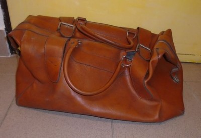Stara torba podróżna eko-skóra prl - 5998574301 - oficjalne archiwum Allegro