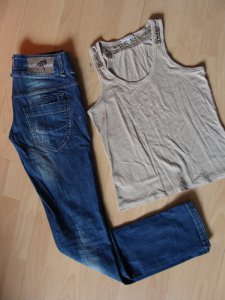 Rurki jeansy BERSHKA top MASSIMO DUTTI  - 36 S