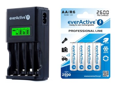 Zestaw everActive NC-450 Black + 4 x R6/AA 2600