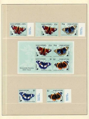 Singapur 1999 - motyle, Mi 954-57 bl.66, Słania