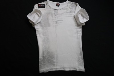 DIESEL koszulka biała t-shirt nadruk logowana____L