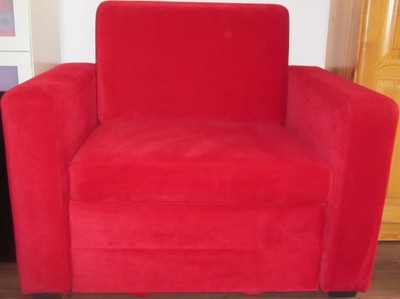 Bodzio fotel rozkładany czerwony welur - 6839787096 - oficjalne archiwum  Allegro