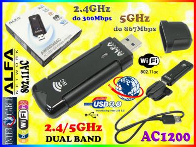ADAPTER KARTA SIECIOWA WiFi USB 3 AWUS036EAC ALFA
