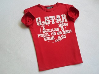 G-STAR koszulka czerwona t-shirt nadruk logowana_S