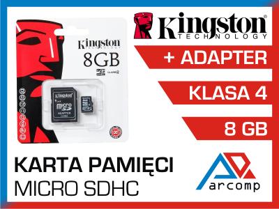 Karta micro SDHC 8GB C4 Kingston + adapter*50967