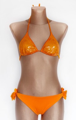 Pomarańczowy cekiny strój kąpielowy Calzedonia S/M