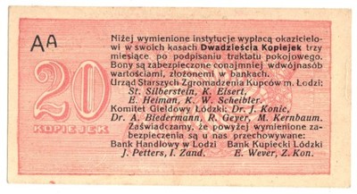 Zgromadzenie Kupców Łódź 20 kopiejek 1914 rok