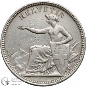 1377. Szwajcaria 5 franków 1874-B, st.3