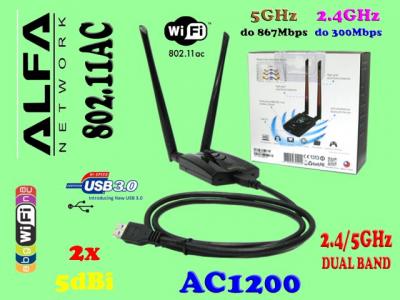 ADAPTER WiFI USB 3.0 DUAL BAND 2x5dBi AWUS036ACH