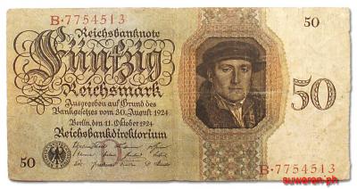 10.Niemcy, 50 Reichsmarek 1924, rzadszy, St.3/4+
