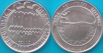 San Marino 10 lirów, 1977r. KM 66 mennicza
