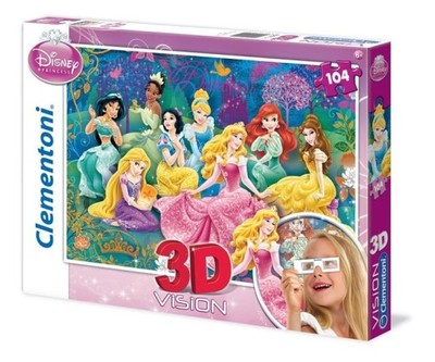 Puzzle 104 el. 3D Księżniczki Disneya Clementoni