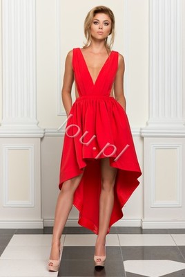 piękna czerwona sukienka od Lou - 6672038905 - oficjalne archiwum Allegro