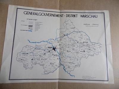Warszawa Warschau Generalne Gubernatorstwo Mapa