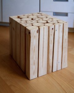 Stolik, stołek z litego drewna - handmade unikat