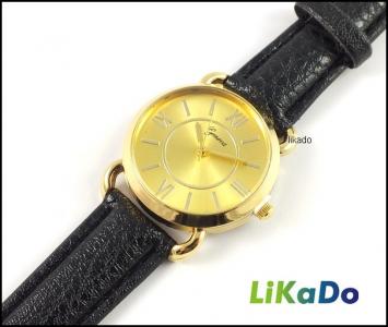 Z63 Zegarek Geneva Złoty Klasyczny Czarny Męski