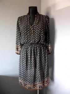 sukienka tunika EVIE r. 42 XL czarna w wzór