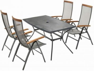 Zestaw Larvik stół d.150 + 4 krzesła 5 poz. JYSK - 6060366655 - oficjalne  archiwum Allegro