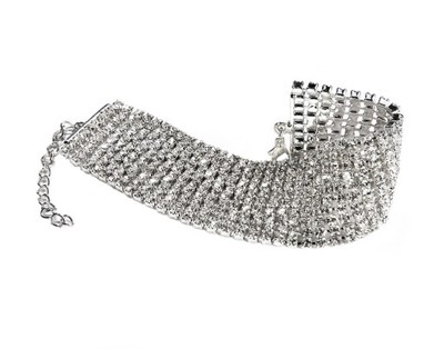 bransoleta ślubna gruba kryształowa srebrna kolory