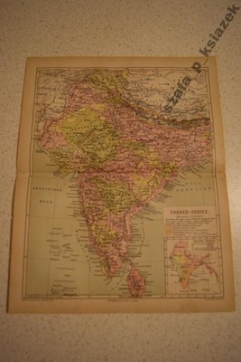 oryginalna mapa Indie Cejlon 1877 rok piękna SPK