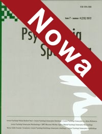 Psychologia Społeczna tom 7 nr 4 (23) 2012
