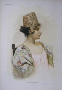 ROSYJSKA PIĘKNOŚĆ  ładny drzeworyt kolor. 1895