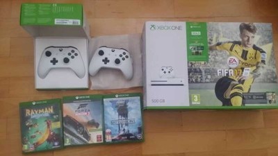 XBOX ONE S + 2 PADY + FIFA17 + FH3 + GRY