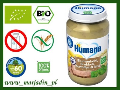 Humana BIO 100% Organic Brokuły Kalafior Wołowina