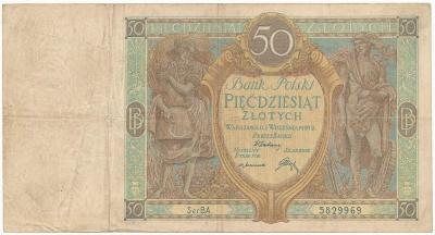 2269. 50 złotych 1929 - Ser.B.A. (Mił.70a) st.3-
