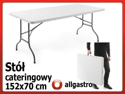 Stół cateringowy składany biały 152x70x74 cm