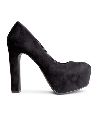 H&amp;M czarne sexy zamszowe buty 37 szeroki obcas