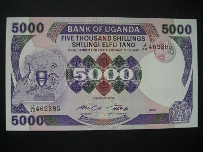 Uganda - 5000 shilling - 1986 - stan bankowy - UNC