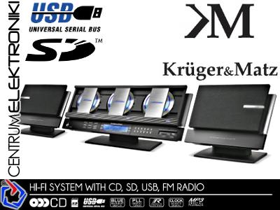 Kruger&amp;Matz WIEŻA KM7733 3xCD MP3 SD USB FM