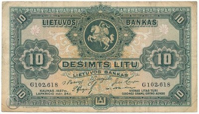 3952. Litwa 10 litu 1927 st.3-
