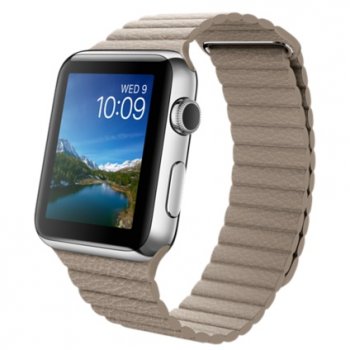 Apple Watch 42mm stal nierdzewna, skórzany pasek - 6616049759 - oficjalne  archiwum Allegro