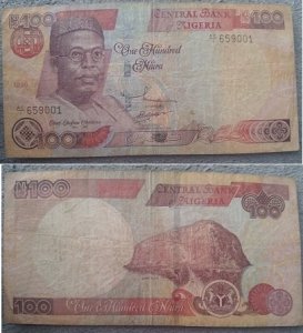Banknot Nigeria100 Naira z 1999r.