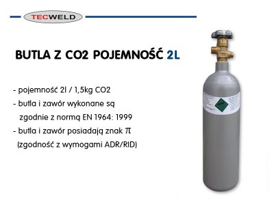 Nowa butla CO2 DWUTLENEK pełna 2l 1,5kg