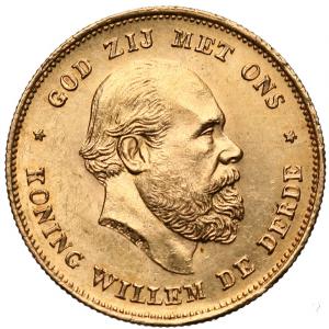 1639. ZŁOTO Holandia 10 guldenów 1875, st.1-