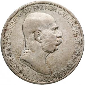 1352. Austria, 5 koron 1908, st.3+ ładne