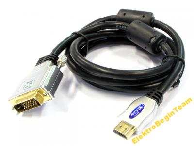 Przyłącze kabel HDMI na DVI HQ OFC 3,0m FULLHD
