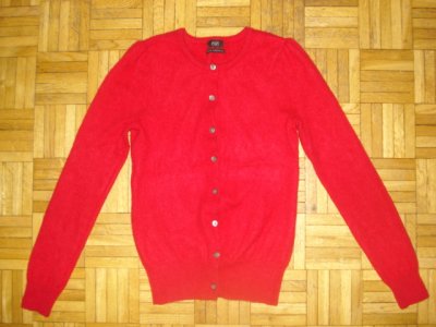 F+F czerwony rozpinany sweterek 100% kaszmir  36/S