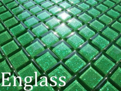 Mozaika szklana zielona z brokatem ENGLASS