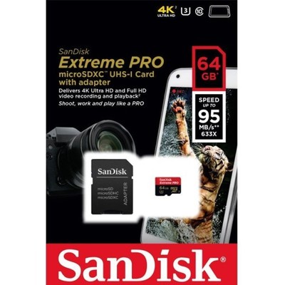 SanDisk Extreme Pro MicroSD SDXC 64GB +95MB/s