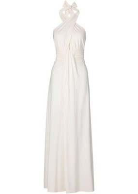 Sukienka maxi wiązana elegancka 40 biała BT359